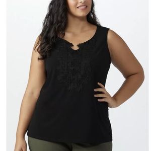 NWOT Women Crochet Trim Crepe Knit Top M